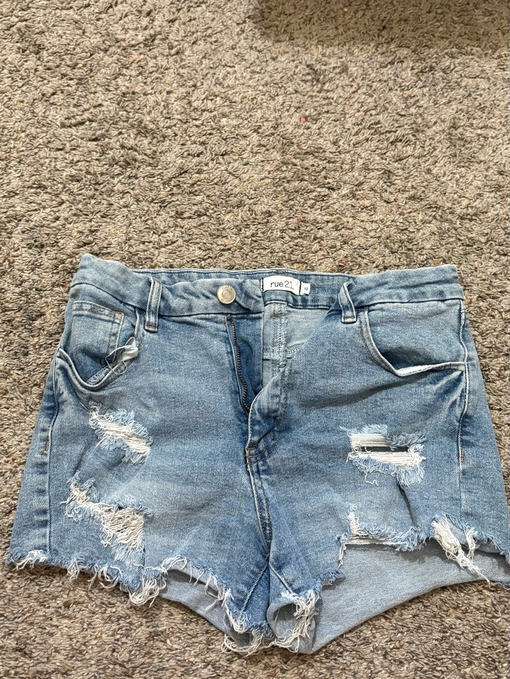 Rue21 Light Wash Ripped Denim Shorts